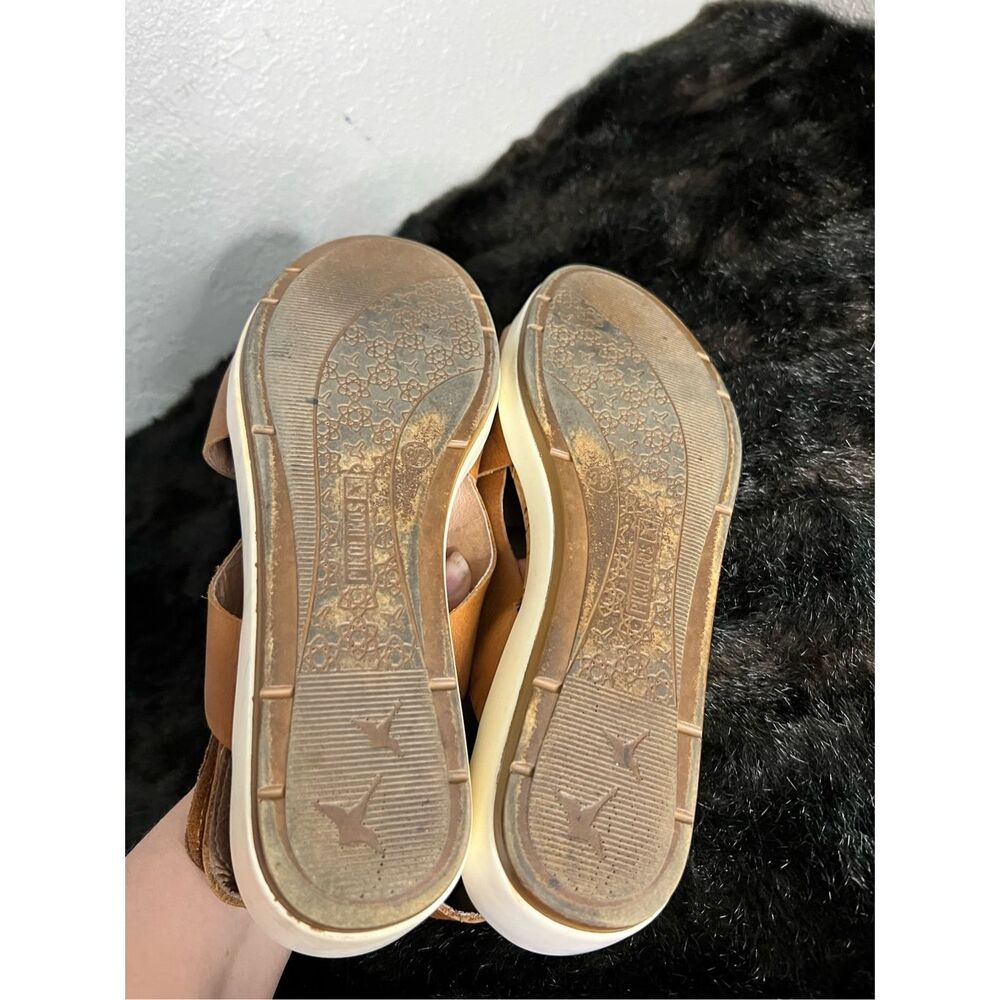 Pikolinos Mahon Wedge Sandals 39 8.5 Leather Crisscross Open Toe Sandals - Picture 5 of 7